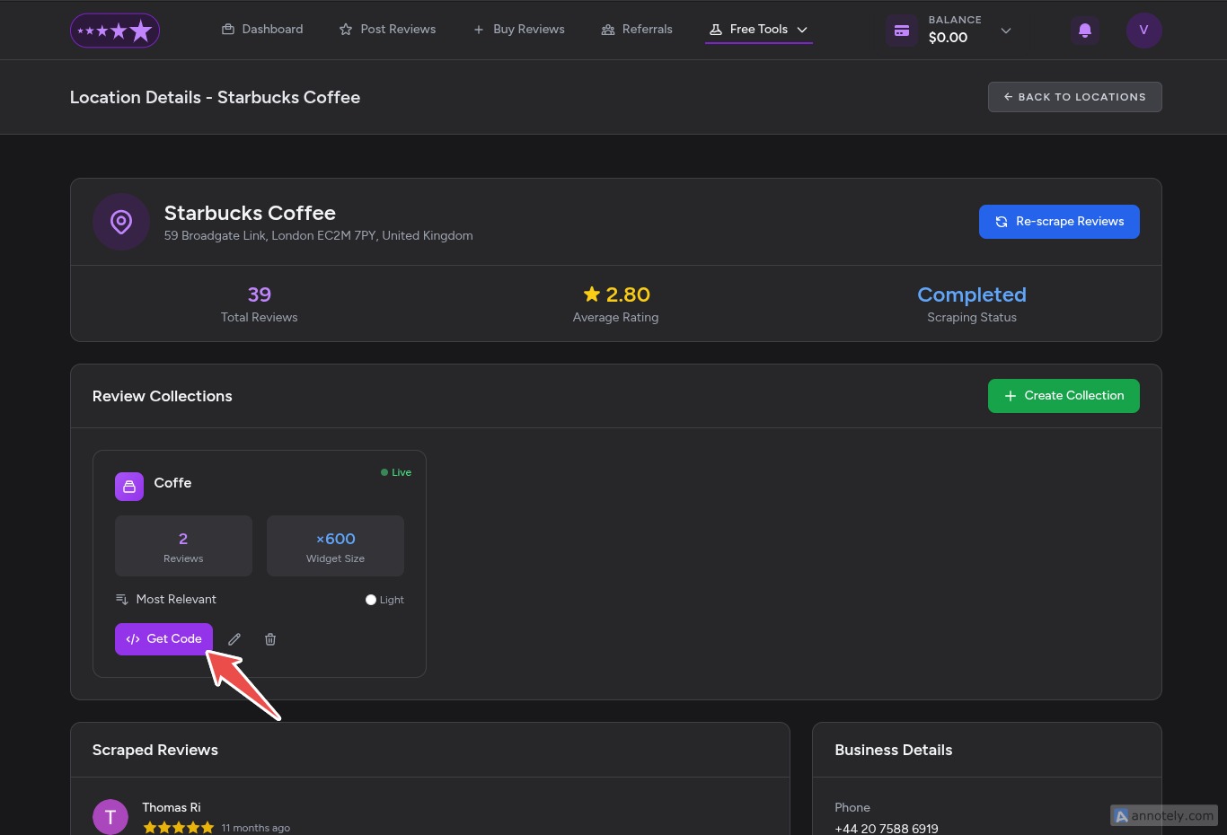 Click on Get Embedded Code